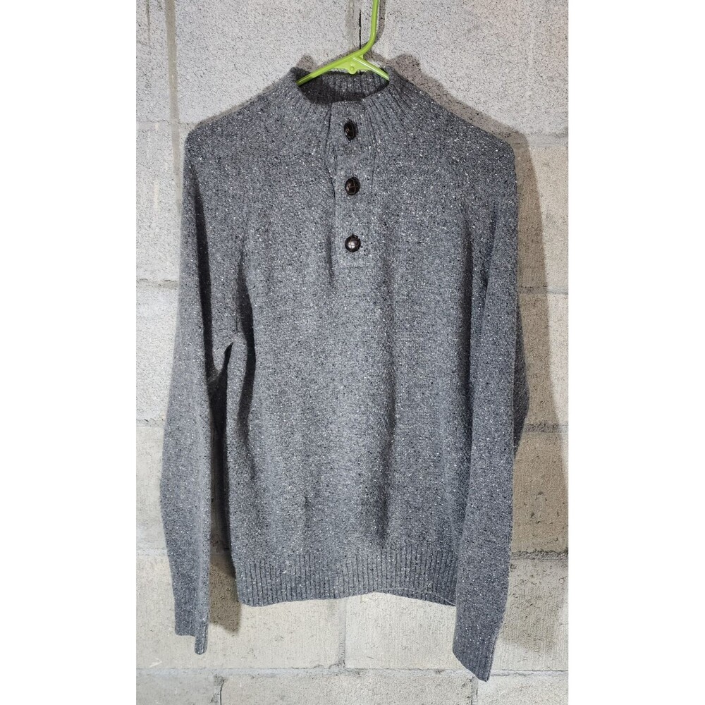 UNTUCKit Long Sleeve 1/4 Button Pullover Lambswool Men's Sweater Gray Size M